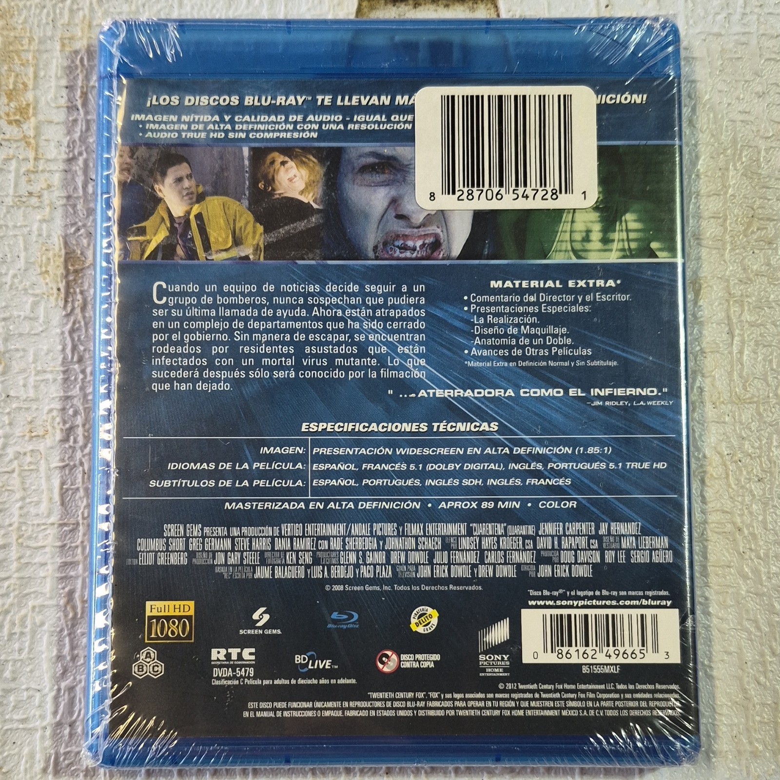 Sony Cuarentena Blu-ray 2008 R Horror Jennifer Carpenter Widescreen 89 Min