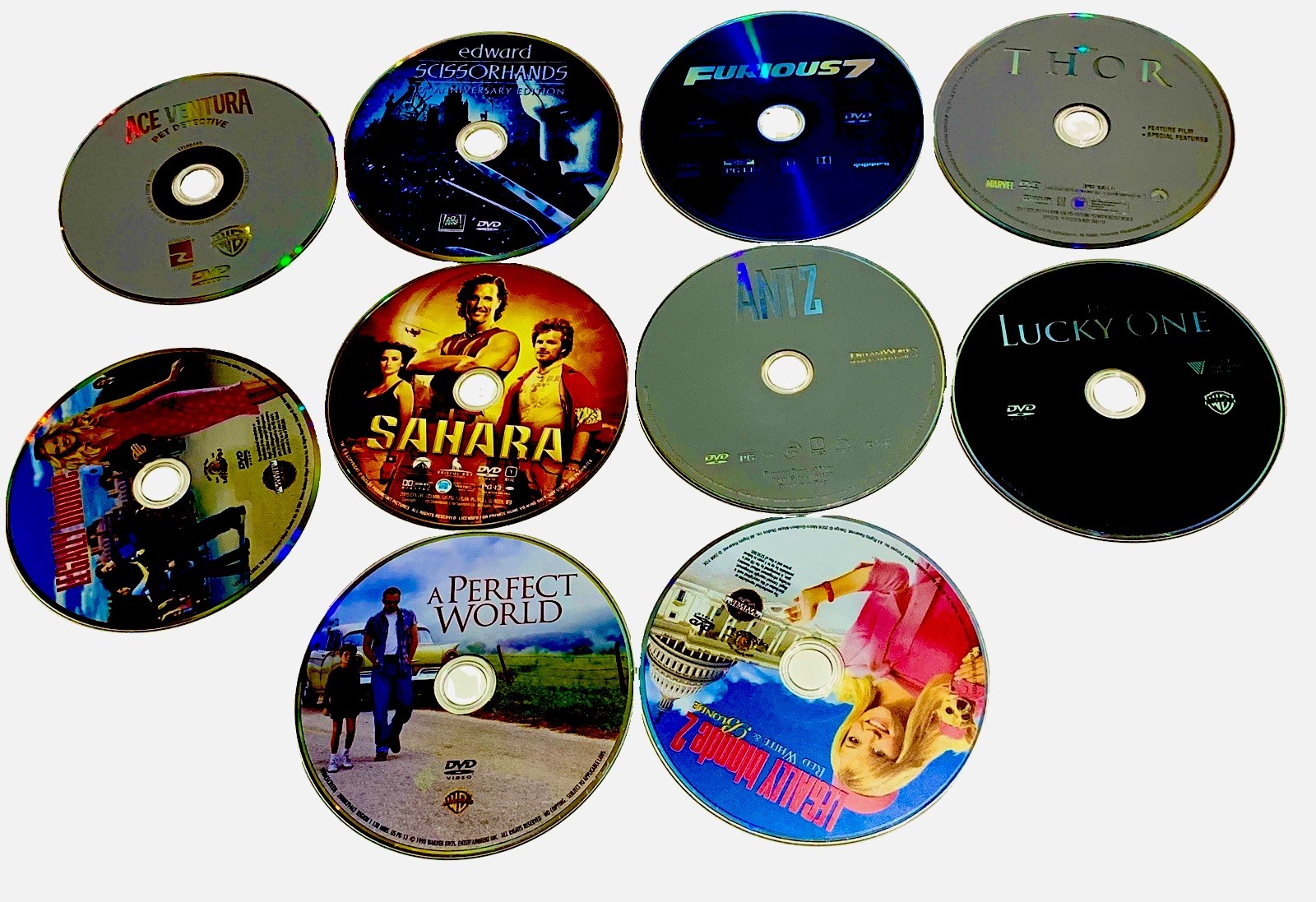 10 DVD Movie Lot PG 13 Discs Only, Action Drama Romance Comedy See Information