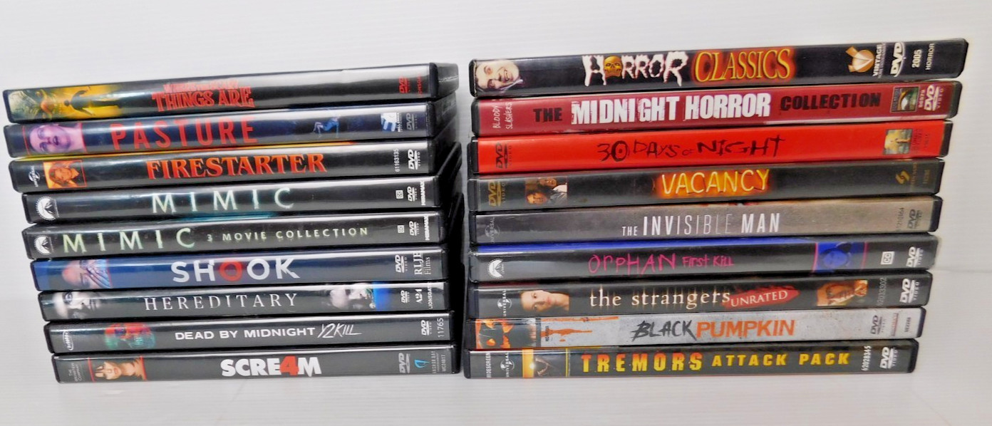 18 Random Horror / Thriller DVD Lot – Randomly Picked DVDs – No Duplicates
