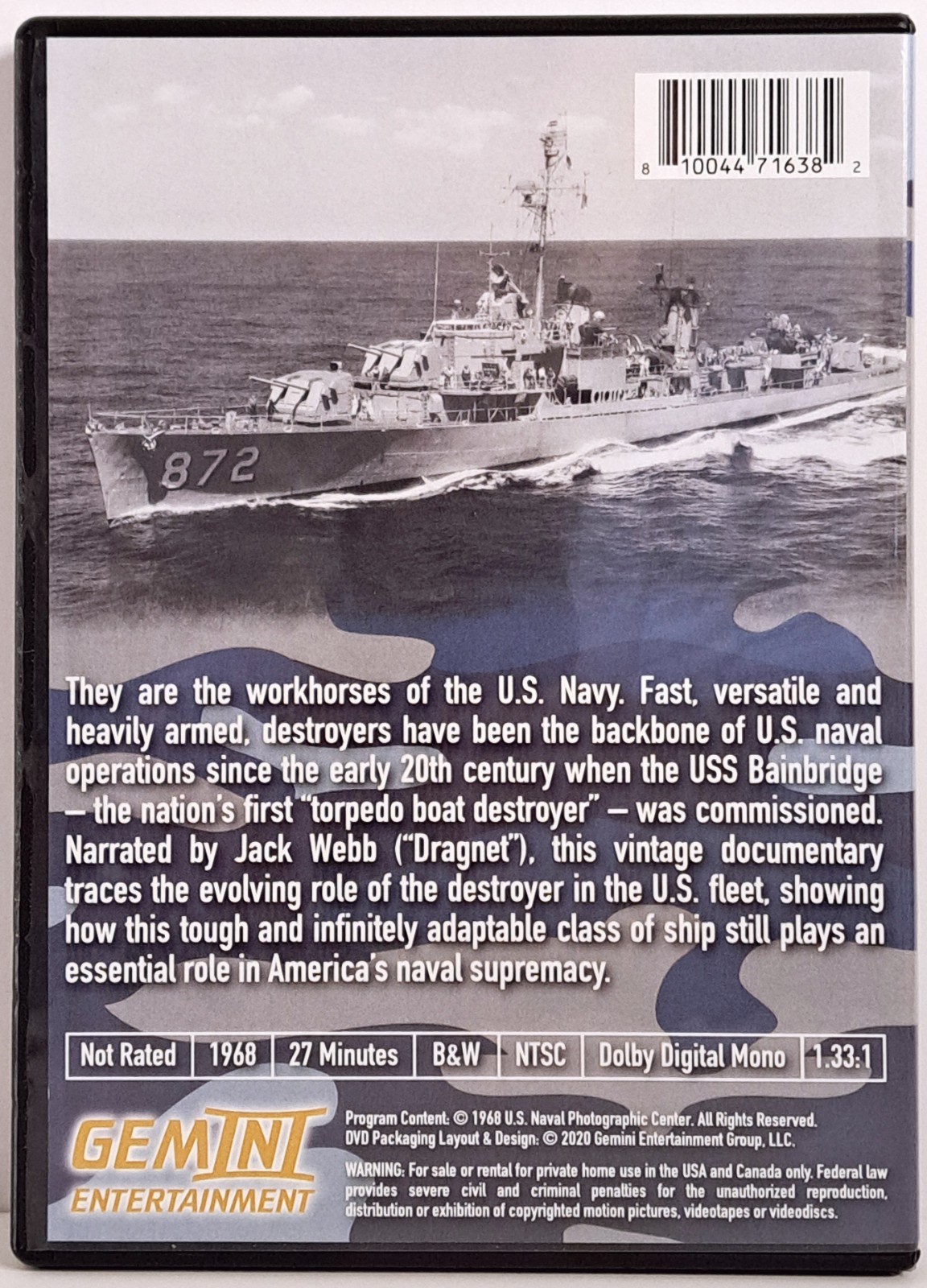 Greyhounds Of The Sea (1968) Jack Webb Dvd ~ Navy Destroyer History