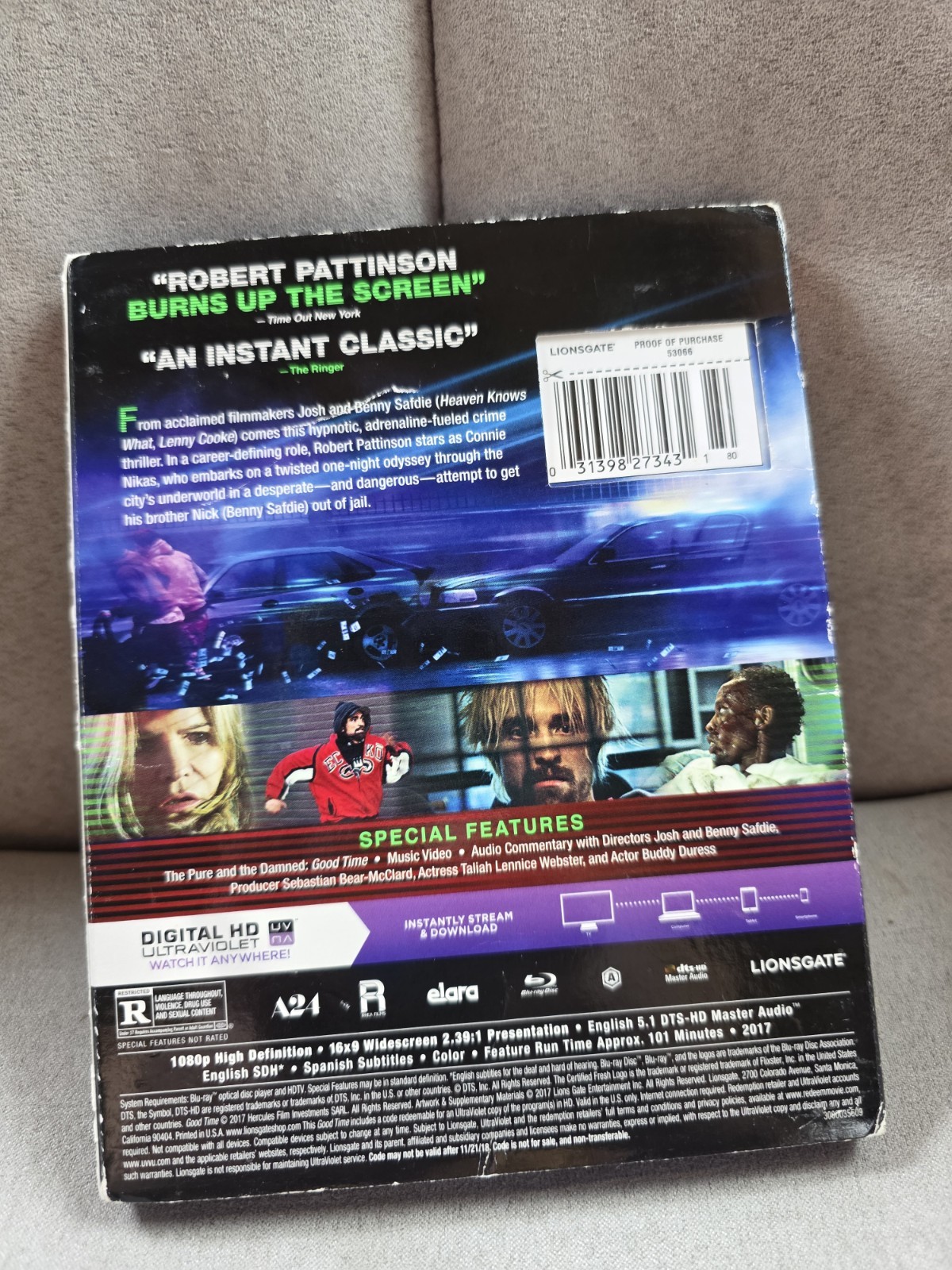 Good Time Blu-Ray w/ OOP Slipcover A24 Robert Pattinson, Benny Safdie Dvd Movie