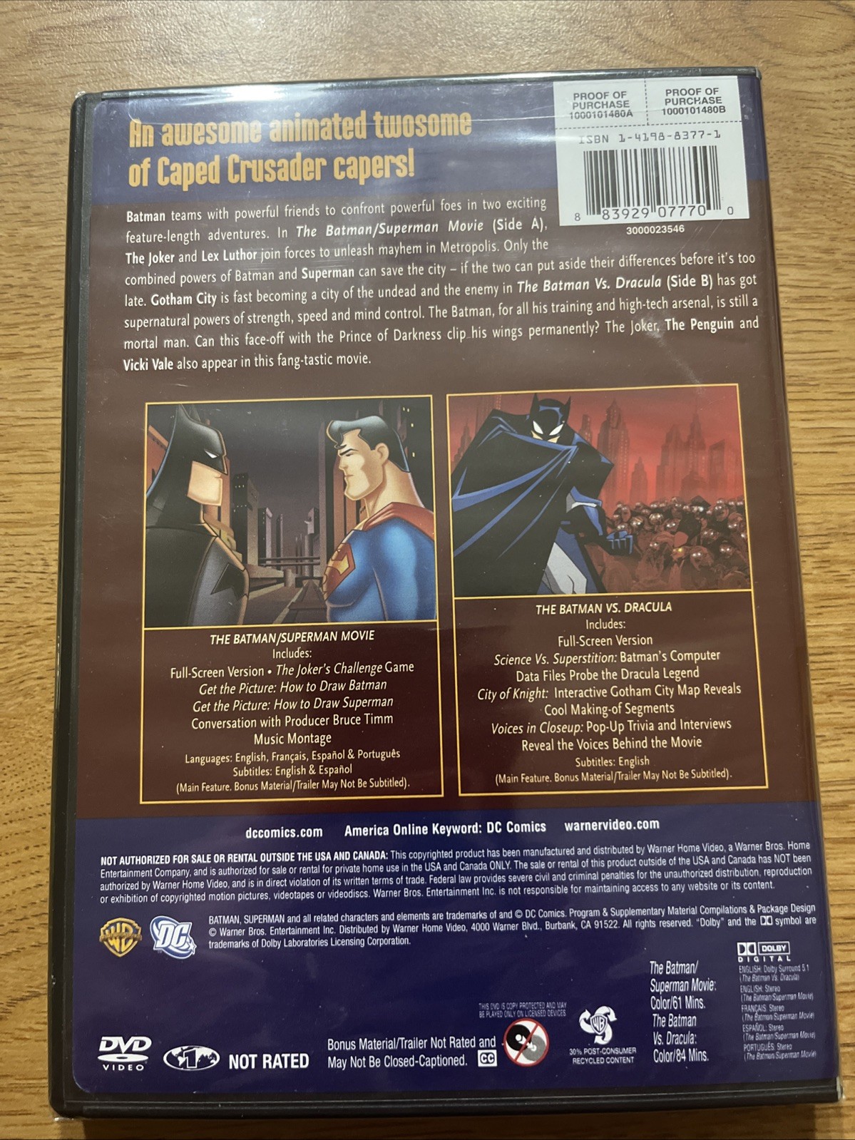 The Batman vs Dracula/ The Batman Superman Movie WB Brand