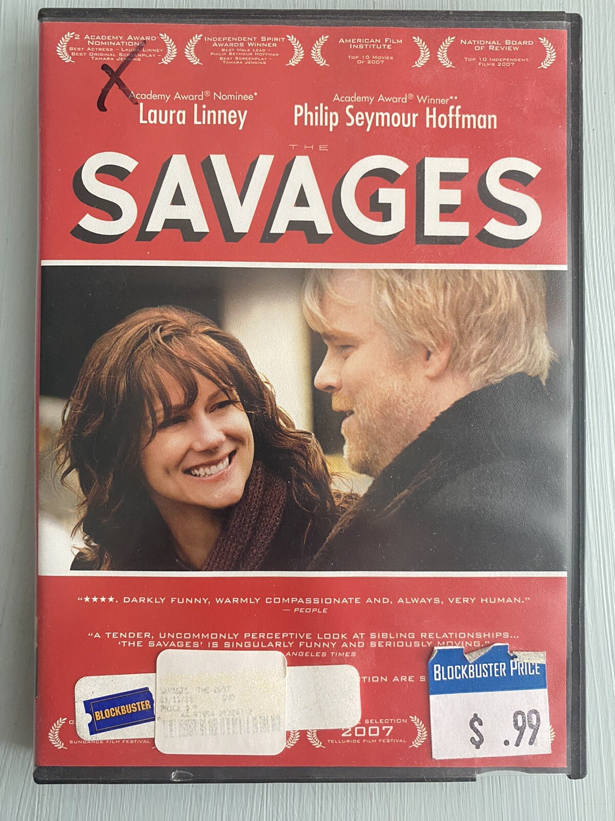 Savages (DVD, 2007, Blockbuster Video) Laura Linney & Philip Seymour Hoffman