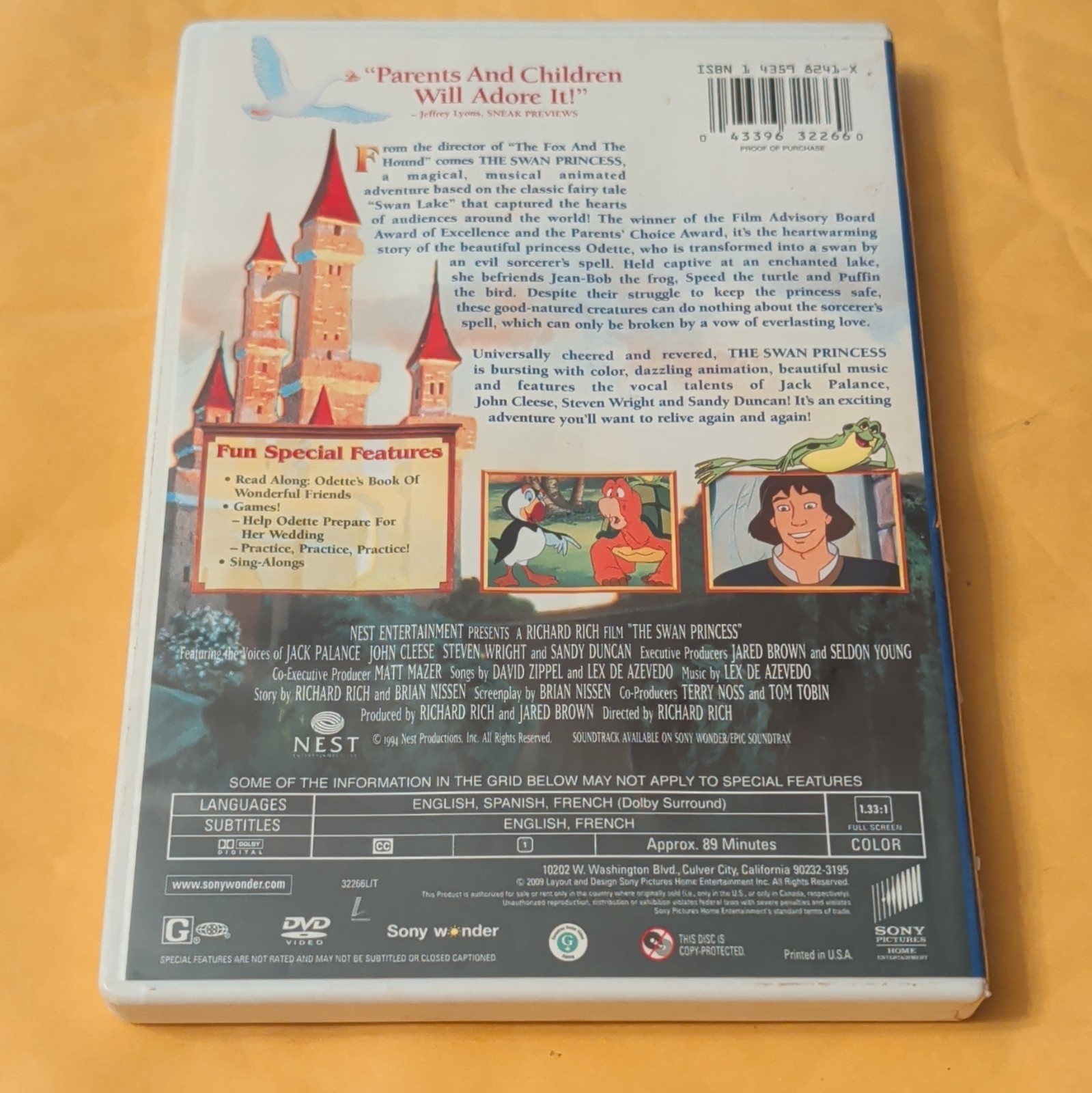 Sony Wonder The Swan Princess Special Edition DVD 2002 G Closed Caption 89min