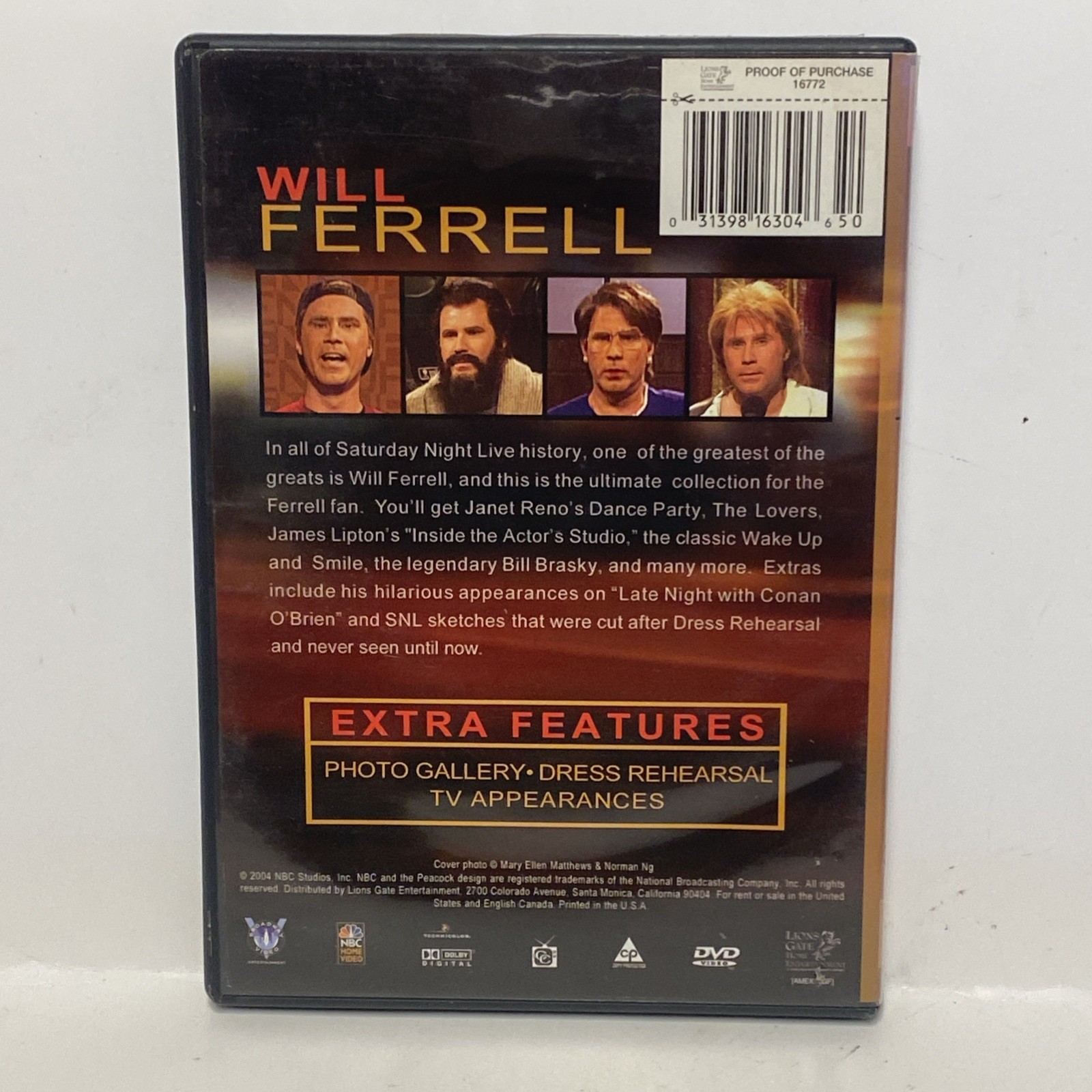 Saturday Night Live – The Best of Will Ferrell: Vol. 2 (DVD, 2004) Very Good 044