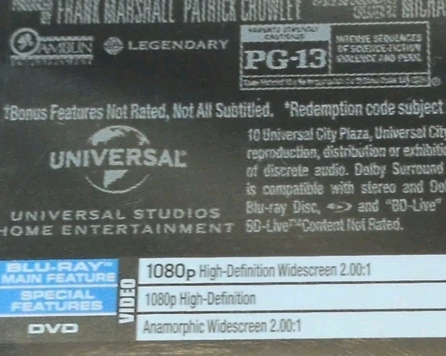 Jurassic World blu-ray Chris Pratt Bryce Dallas Howard Colin Trevorrow
