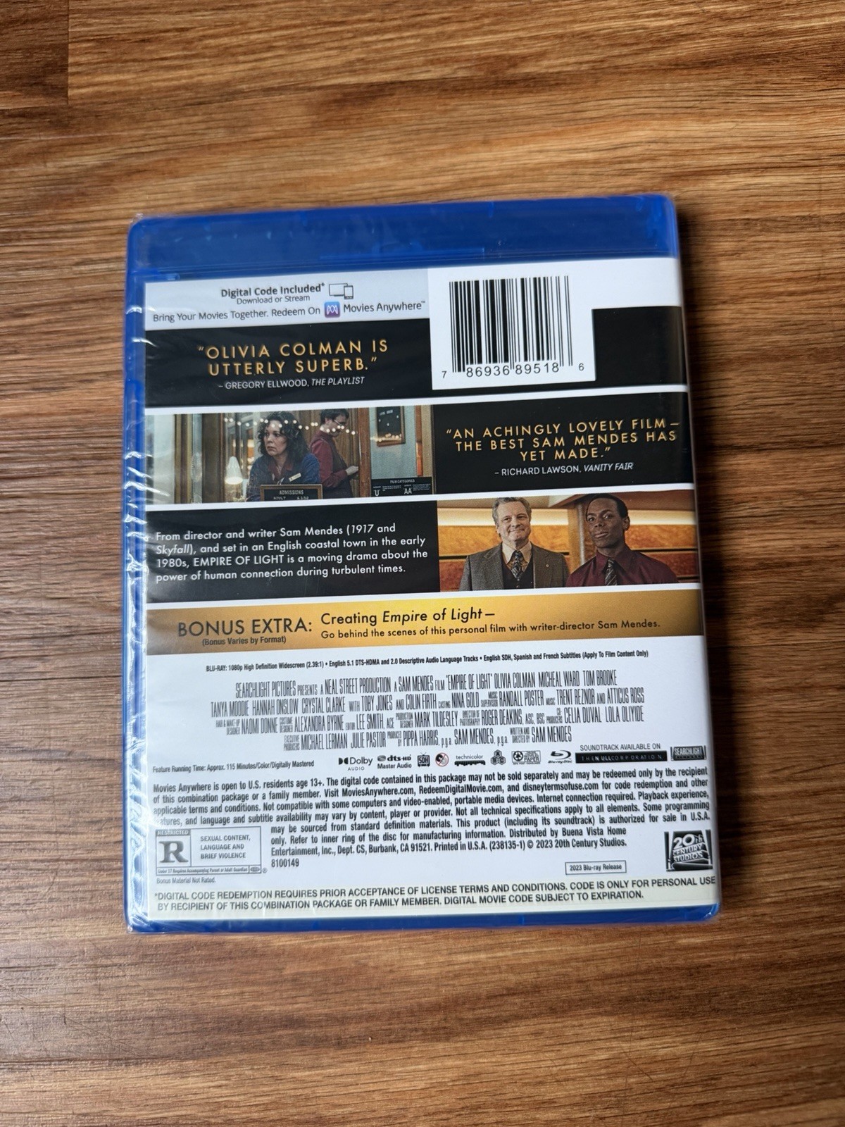 Empire Of Light (Blu-ray, 2022) Olivia Colman Colin Firth Sam Mendes film drama
