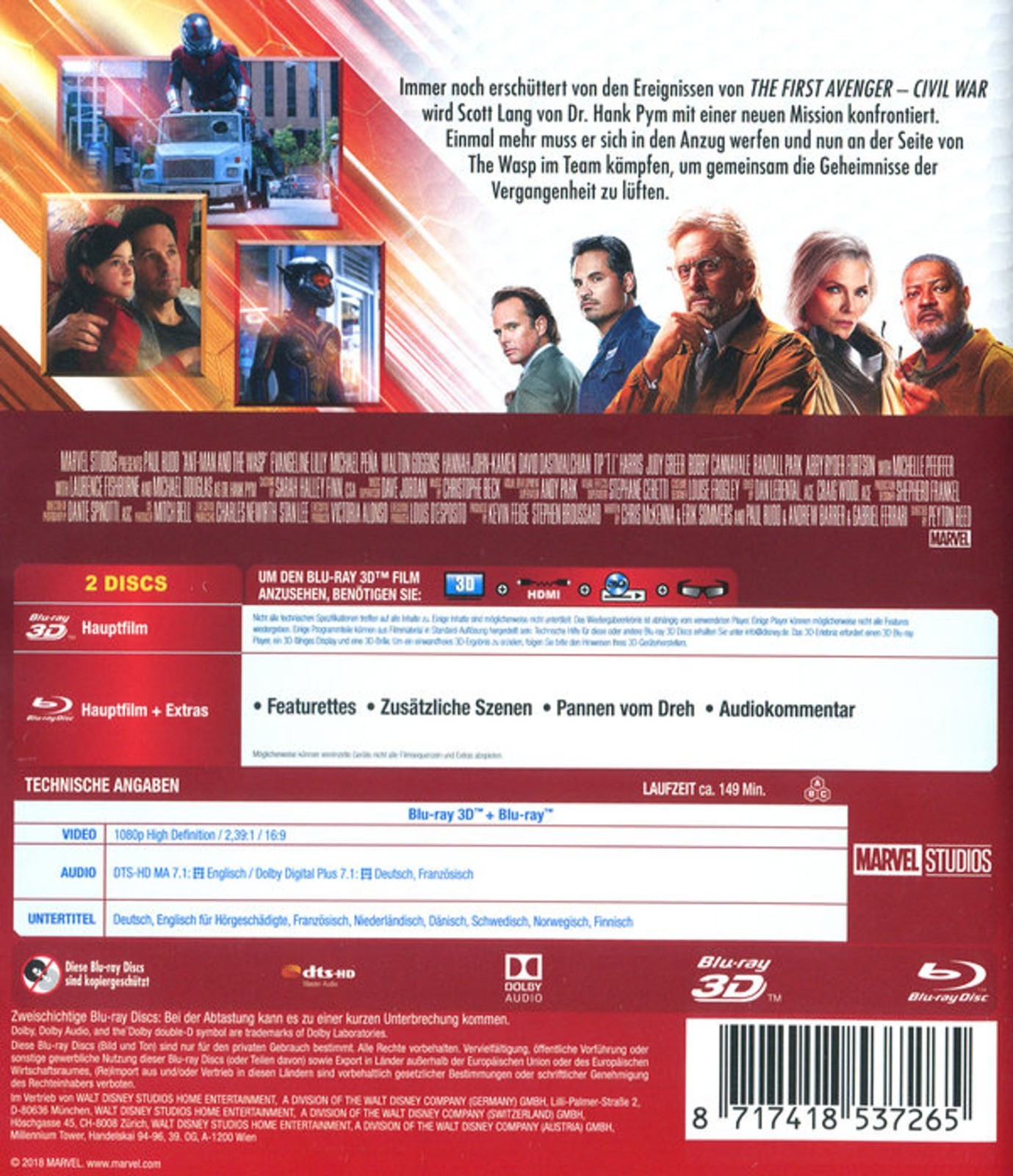 Ant-Man and the Wasp (2018) 3D + 2D Blu-Ray NEW (German Package/English Audio)