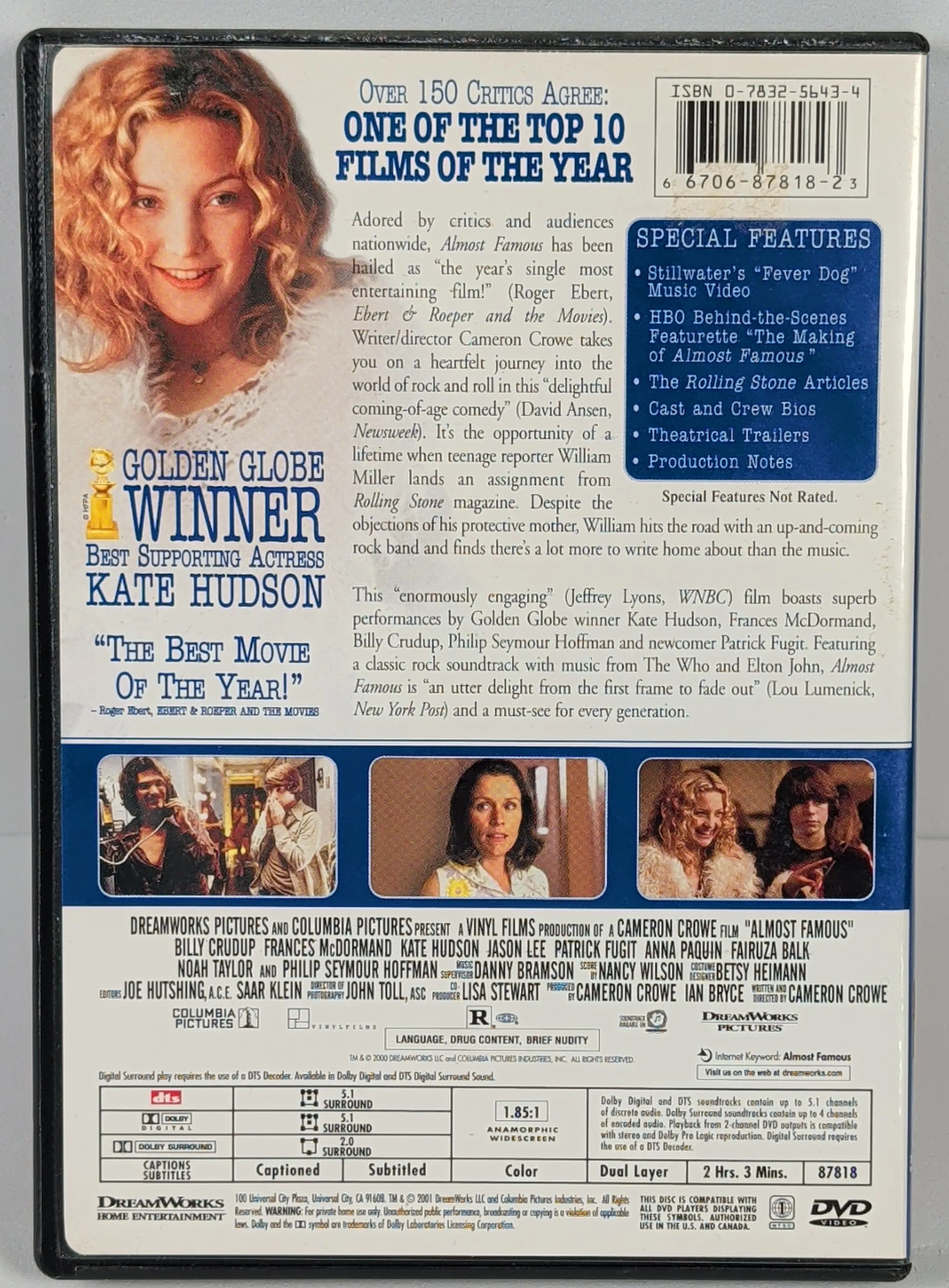 Almost Famous (2000) Widescreen DVD Free Shipping