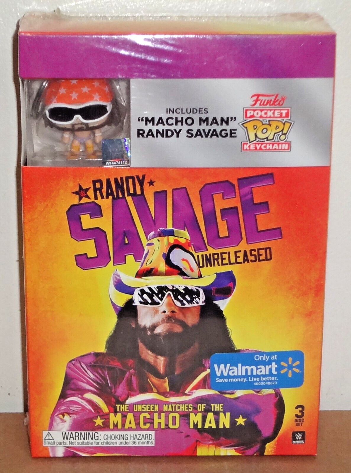 2018 WWE MACHO MAN RANDY SAVAGE UNRELEASED 3-DISC DVD FUNKO POP POCKET KEYCHAIN